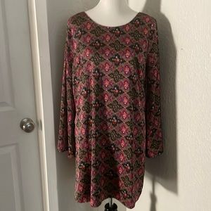 ModCloth Vintage inspired shift mini dress, full bell sleeve, women’s size Large